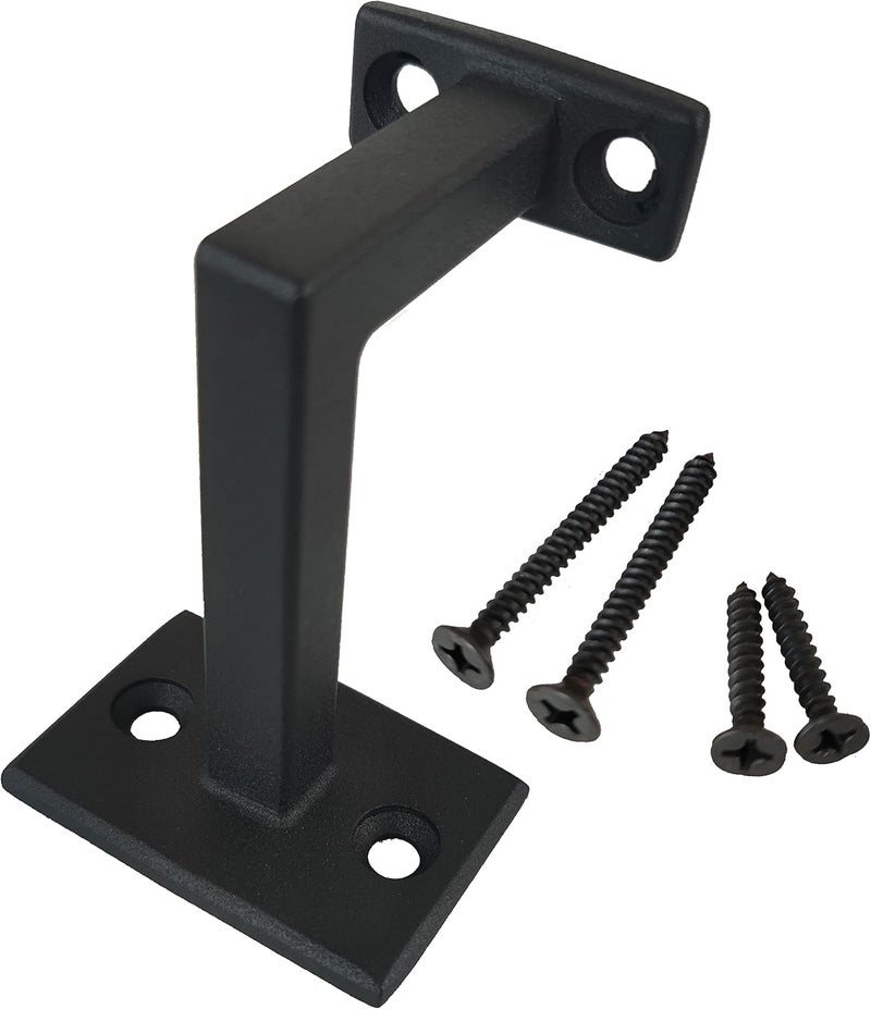 Langdoly 3-3/8" High Swivel Handrail Brackets for Staircase Stair Railing Heavy Duty Black Brackets with Screws (Fixed Stair handrail 1) - Image 1